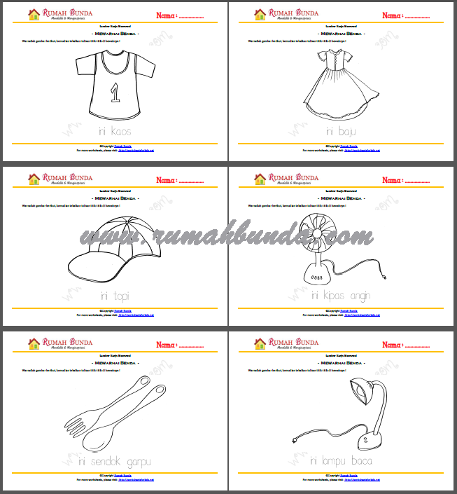 worksheet anak  TK Rumah Bunda